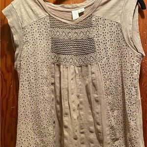 Joie Taupe Eyelet Crochet Tank Top